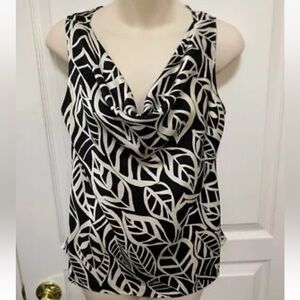 Talbots Silk Black and White Asymmetrical Sleeveless Tank Top Size 12